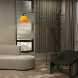 HOMCOM Floor Lamp for Living Room, Modern Standing Lamp with Shade & Foot Switch for Bedroom, Office, Orange - thumbnail 8