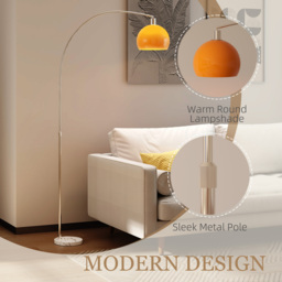 HOMCOM Floor Lamp for Living Room, Modern Standing Lamp with Shade & Foot Switch for Bedroom, Office, Orange - thumbnail 4