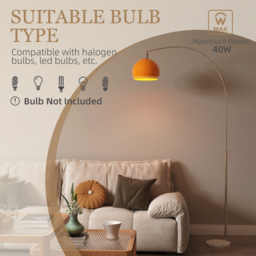 HOMCOM Floor Lamp for Living Room, Modern Standing Lamp with Shade & Foot Switch for Bedroom, Office, Orange - thumbnail 6