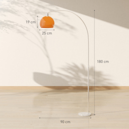 HOMCOM Floor Lamp for Living Room, Modern Standing Lamp with Shade & Foot Switch for Bedroom, Office, Orange - thumbnail 3