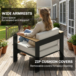 Outsunny 4 Seater Aluminium Garden Furniture Set, Olefin Cushions, Garden Sofa Set with Loveseat, Armchairs, Table, Beige - thumbnail 8