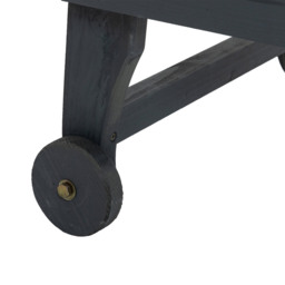 Outsunny Garden Patio Sun Lounger, Outdoor Wooden Sun Bed with Built-In Table, Reclining Backrest and Rolling Wheels for Sunbathing, Grey - thumbnail 9