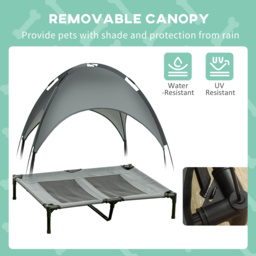 PawHut Elevated Dog Bed, Waterproof Pet Cot with Breathable Mesh & UV Protection Canopy, Grey, for Small & Medium Dogs, 92x76x90cm - Aosom UK - thumbnail 6