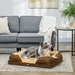 PawHut Calming Dog Bed Pet Mattress w/ Removable Cover, Anti-Slip Bottom, for Medium Dogs, 90L x 69W x 21Hcm - Brown - Aosom UK - thumbnail 2