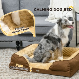 PawHut Calming Dog Bed Pet Mattress w/ Removable Cover, Anti-Slip Bottom, for Medium Dogs, 90L x 69W x 21Hcm - Brown - Aosom UK - thumbnail 6