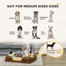 PawHut Calming Dog Bed Pet Mattress w/ Removable Cover, Anti-Slip Bottom, for Medium Dogs, 90L x 69W x 21Hcm - Brown - Aosom UK - thumbnail 4