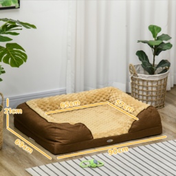PawHut Calming Dog Bed Pet Mattress w/ Removable Cover, Anti-Slip Bottom, for Medium Dogs, 90L x 69W x 21Hcm - Brown - Aosom UK - thumbnail 3