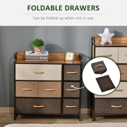 HOMCOM Dresser Fabric Drawers w/ 7 Linen-Feel Foldable Drawers & Metal Frame for Storage in Dining & Living Room, Bedroom, Multicoloured - Aosom UK - thumbnail 5