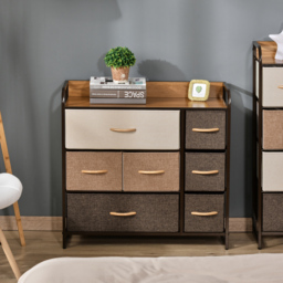 HOMCOM Dresser Fabric Drawers w/ 7 Linen-Feel Foldable Drawers & Metal Frame for Storage in Dining & Living Room, Bedroom, Multicoloured - Aosom UK - thumbnail 7