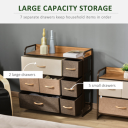HOMCOM Dresser Fabric Drawers w/ 7 Linen-Feel Foldable Drawers & Metal Frame for Storage in Dining & Living Room, Bedroom, Multicoloured - Aosom UK - thumbnail 4
