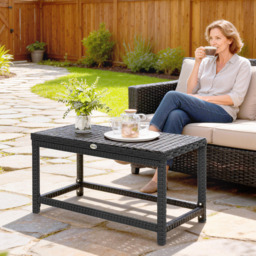 Outsunny Outdoor Coffee Table Side Table with Rectangular Frame for Patio, Balcony, Black - thumbnail 8