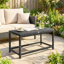 Outsunny Outdoor Coffee Table Side Table with Rectangular Frame for Patio, Balcony, Black - thumbnail 7