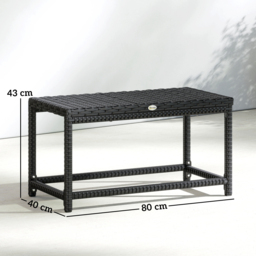 Outsunny Outdoor Coffee Table Side Table with Rectangular Frame for Patio, Balcony, Black - thumbnail 3