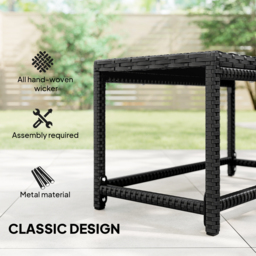 Outsunny Outdoor Coffee Table Side Table with Rectangular Frame for Patio, Balcony, Black - thumbnail 4