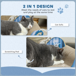 PawHut 2 in1 Cat Scratching Board with Catnip for Indoor Cats, 26.5 x 57 x 26.5cm, Blue - thumbnail 4