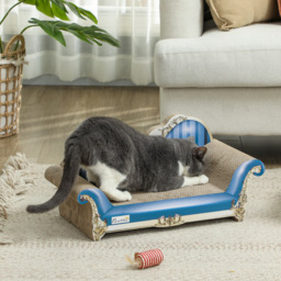 PawHut 2 in1 Cat Scratching Board with Catnip for Indoor Cats, 26.5 x 57 x 26.5cm, Blue - thumbnail 2