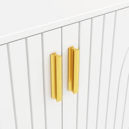Wave Front Sideboard with 4 Doors & 2 Drawers, Gold Handles & Feet, Modern Buffet Storage Cabinet for Home Storage, 152x40x75 cm, White - Aosom UK - thumbnail 9