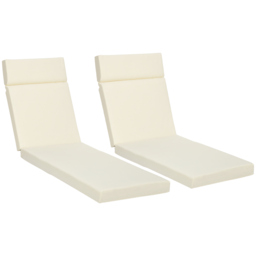 Outsunny Set of 2 Sun Lounger Cushions, Replacement Cushions for Rattan Furniture with Ties, 196 x 55 cm, Cream White - thumbnail 1