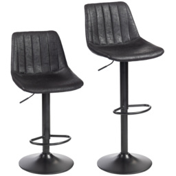 HOMCOM Set of 2 Leathaire Tub Bar Stools - Black - thumbnail 1