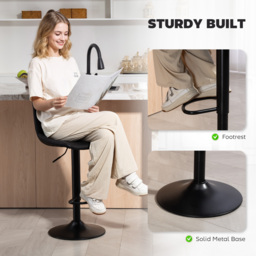 HOMCOM Set of 2 Leathaire Tub Bar Stools - Black - thumbnail 6