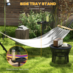 Outsunny 9.4ft Hammock Stand with Side Tray Stand, Steel Frame Hammock Net Stand, for String-style, Brazilian-style, Flat-style, Rope-style - thumbnail 6