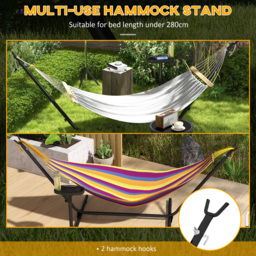 Outsunny 9.4ft Hammock Stand with Side Tray Stand, Steel Frame Hammock Net Stand, for String-style, Brazilian-style, Flat-style, Rope-style - thumbnail 5