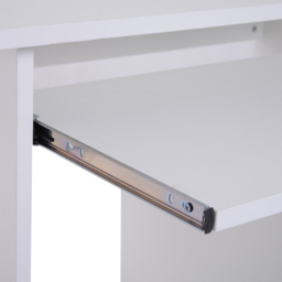 HOMCOM Compact Computer Table with Keyboard Tray, Storage Shelf, Wooden Corner Desk for Home Office, White - Aosom UK - thumbnail 9