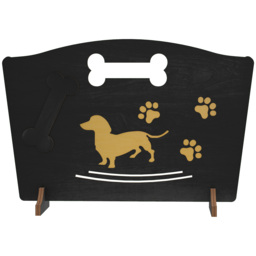 PawHut Wooden Dog Stopper, Dog Barrier with Support Feet, for Stair, Patio, Very Easy Setup, Black, 75 x 51 cm - thumbnail 1