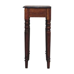 Solid Mango Wood Writing Desk with Hand-finished Grain and Drawer, Bedside Cabinet for Neat Storage, 35L x 60W x 78H cm, Dark Brown - Aosom UK - thumbnail 7