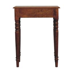 Solid Mango Wood Writing Desk with Hand-finished Grain and Drawer, Bedside Cabinet for Neat Storage, 35L x 60W x 78H cm, Dark Brown - Aosom UK - thumbnail 8