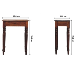 Solid Mango Wood Writing Desk with Hand-finished Grain and Drawer, Bedside Cabinet for Neat Storage, 35L x 60W x 78H cm, Dark Brown - Aosom UK - thumbnail 3