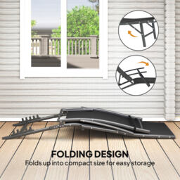 Outsunny Set of 2 Folding Sun Loungers for Garden, Adjustable Outdoor Chaise Lounge Chairs with Armrests, Pillows, Sunbed Recliners, Black - thumbnail 7