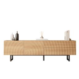 Practical TV Cabinet with 2-Door Cabinet and 2 Drawers, Solid TV Stand with Metal Legs and Particleboard Frame, 180L x 38W x 51.5H cm, Wood - Aosom UK - thumbnail 2