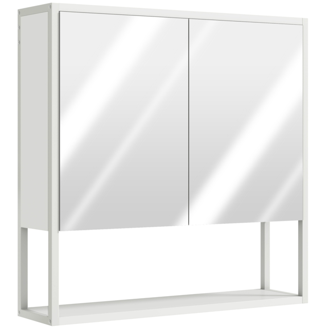 HOMCOM Bathroom Mirror Cabinet with Soft-Close Doors and Adjustable Shelf - White - image 1