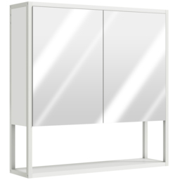 HOMCOM Bathroom Mirror Cabinet with Soft-Close Doors and Adjustable Shelf - White - thumbnail 1
