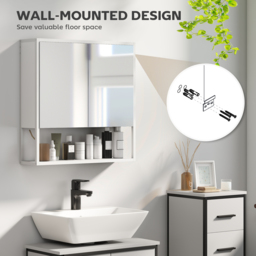 HOMCOM Bathroom Mirror Cabinet with Soft-Close Doors and Adjustable Shelf - White - thumbnail 8