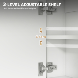 HOMCOM Bathroom Mirror Cabinet with Soft-Close Doors and Adjustable Shelf - White - thumbnail 6