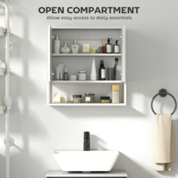 HOMCOM Bathroom Mirror Cabinet with Soft-Close Doors and Adjustable Shelf - White - thumbnail 7