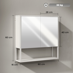 HOMCOM Bathroom Mirror Cabinet with Soft-Close Doors and Adjustable Shelf - White - thumbnail 3