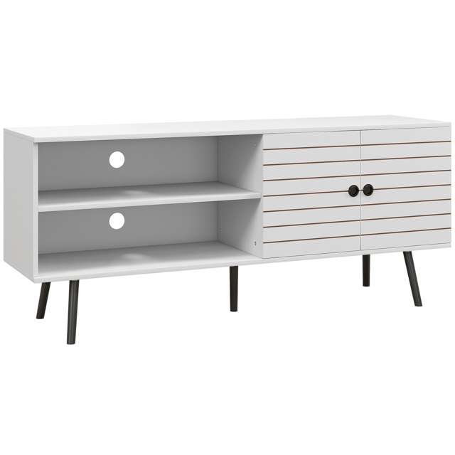 HOMCOM TV Stand Cabinet for 65 Inch TVs, TV Unit with Open Shelves, Soft-close Door & Cable Holes, Entertainment for Living Room, White - Aosom UK - image 1