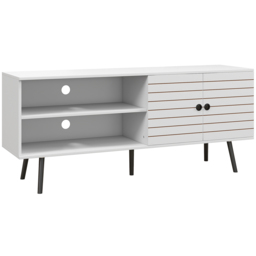 HOMCOM TV Stand Cabinet for 65 Inch TVs, TV Unit with Open Shelves, Soft-close Door & Cable Holes, Entertainment for Living Room, White - Aosom UK - thumbnail 1
