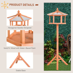 PawHut Deluxe Bird Stand Feeder Table Feeding Station Wooden Garden Wood Coop Parrot Stand 113cm High New - thumbnail 5