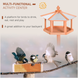 PawHut Deluxe Bird Stand Feeder Table Feeding Station Wooden Garden Wood Coop Parrot Stand 113cm High New - thumbnail 6