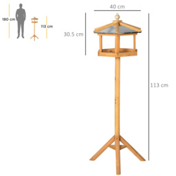 PawHut Deluxe Bird Stand Feeder Table Feeding Station Wooden Garden Wood Coop Parrot Stand 113cm High New - thumbnail 3