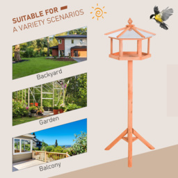PawHut Deluxe Bird Stand Feeder Table Feeding Station Wooden Garden Wood Coop Parrot Stand 113cm High New - thumbnail 4