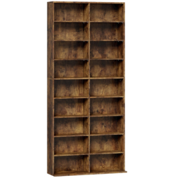 HOMCOM 640 CD Storage Tower - Rustic Brown - thumbnail 1