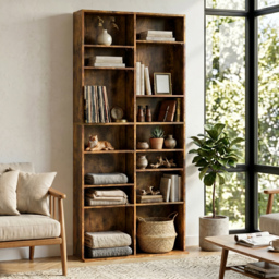HOMCOM 640 CD Storage Tower - Rustic Brown - thumbnail 8