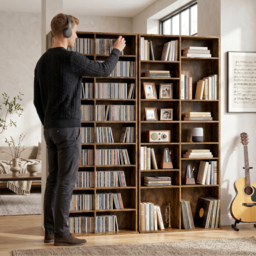 HOMCOM 640 CD Storage Tower - Rustic Brown - thumbnail 9