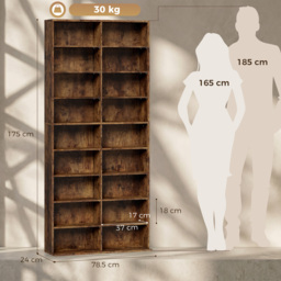 HOMCOM 640 CD Storage Tower - Rustic Brown - thumbnail 3