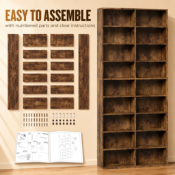HOMCOM 640 CD Storage Tower - Rustic Brown - thumbnail 7